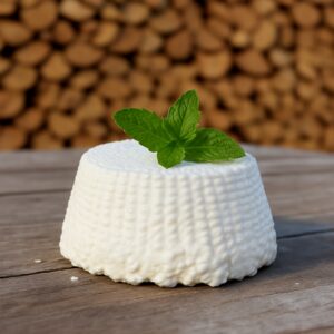 Kozia ricotta Riki-tiki w miseczce z listkiem mięty